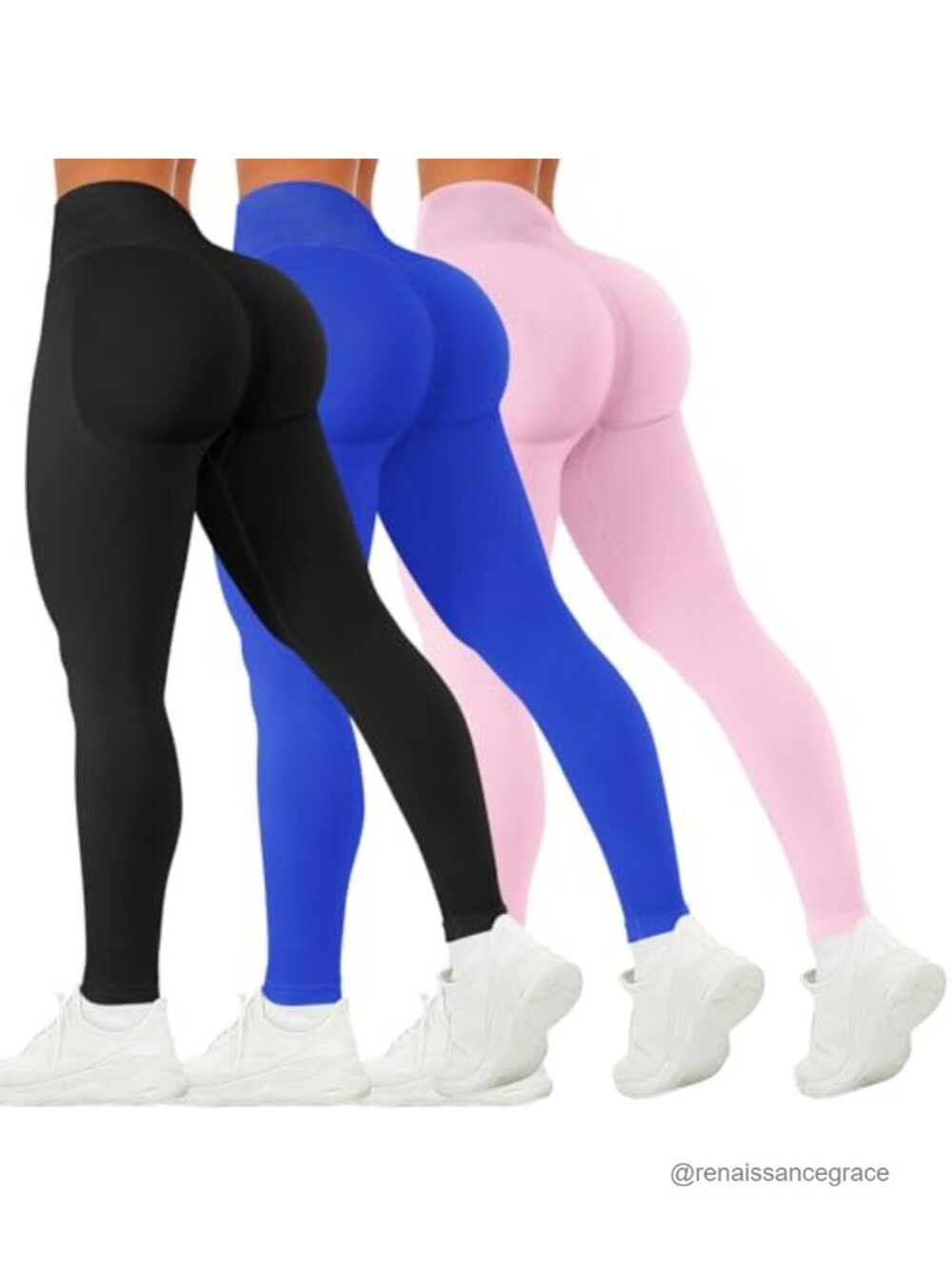 Women's Seamless Butt Lifting Workout Leggings 3 Pack Nylon Elastane